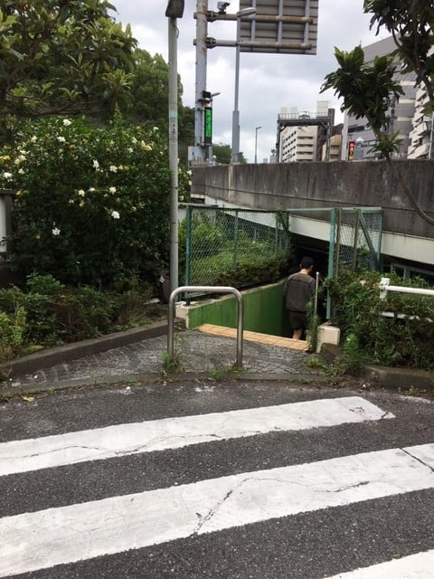 首都高速早稲田出口の下を潜る区境